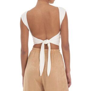 Lucy in the Sky - Open Back Tie Top in White (Brand New, No Tags)